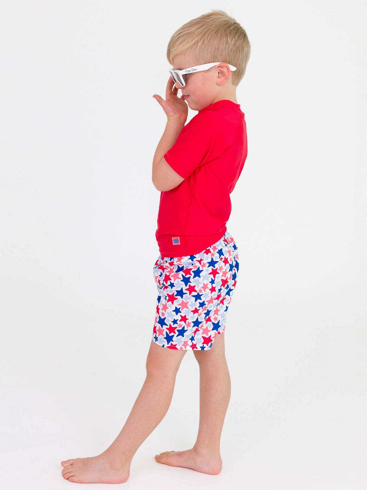 Boys Vintage Red Short Sleeve Rash Guard