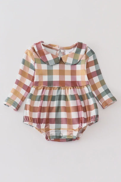 Multicolored plaid baby romper