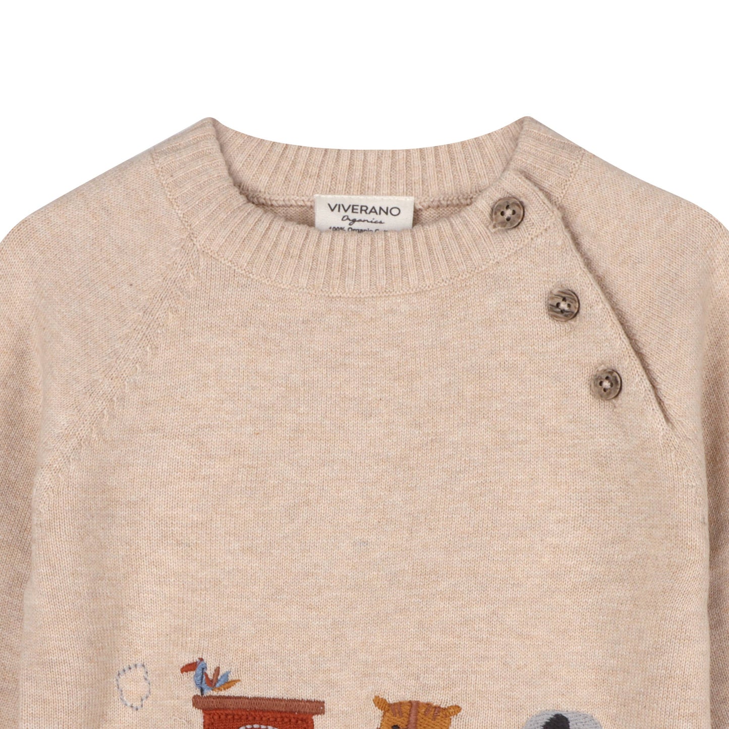 Animal Train Applique Sweater Knit Baby Pullover Organic Set w/ Pants