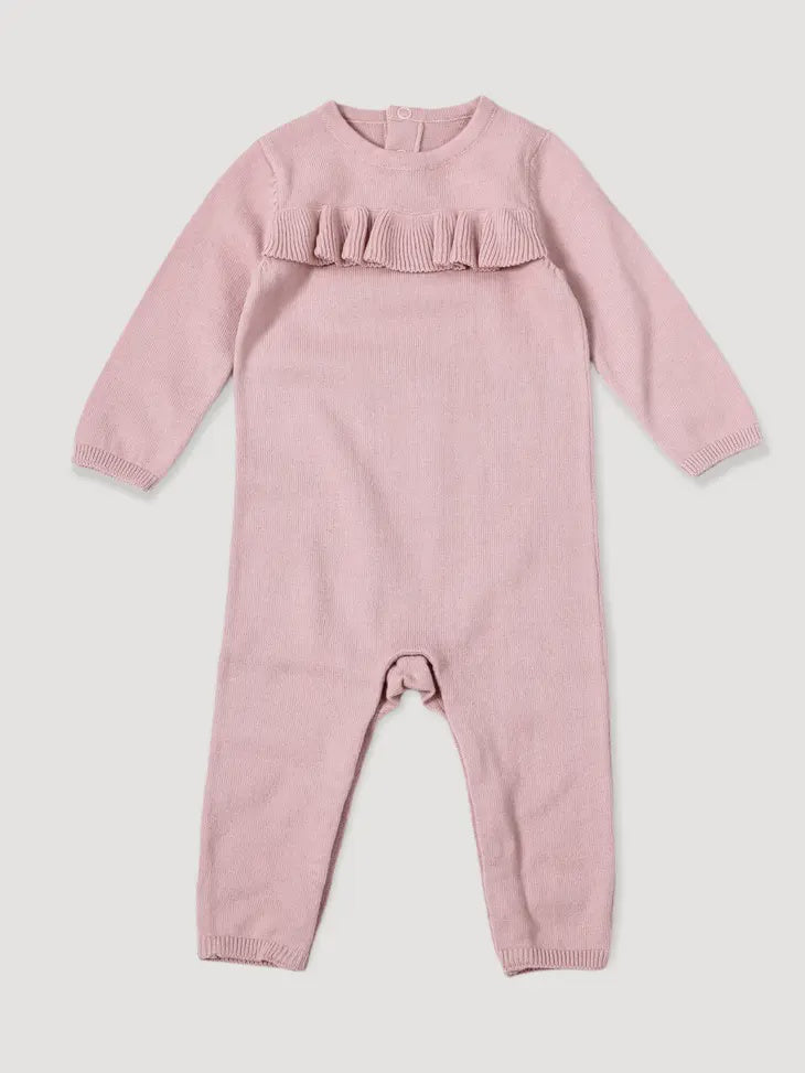 Milan Sweater Knit Ruffle Baby Jumpsuit - (Organic Cotton)