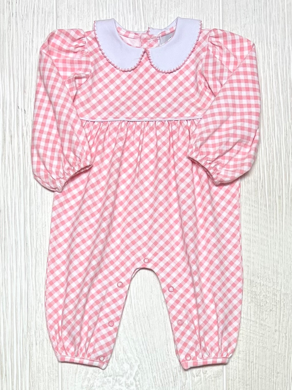 Pink Gingham Girl's Romper