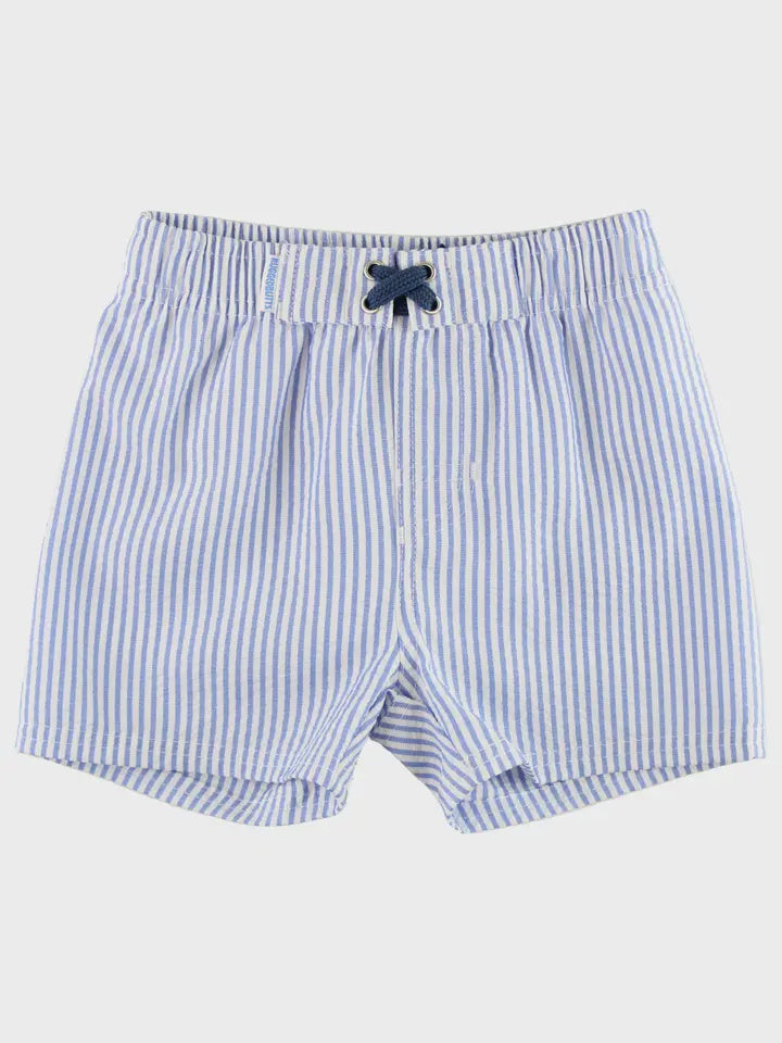 Periwinkle Blue Seersucker Swim Trunks