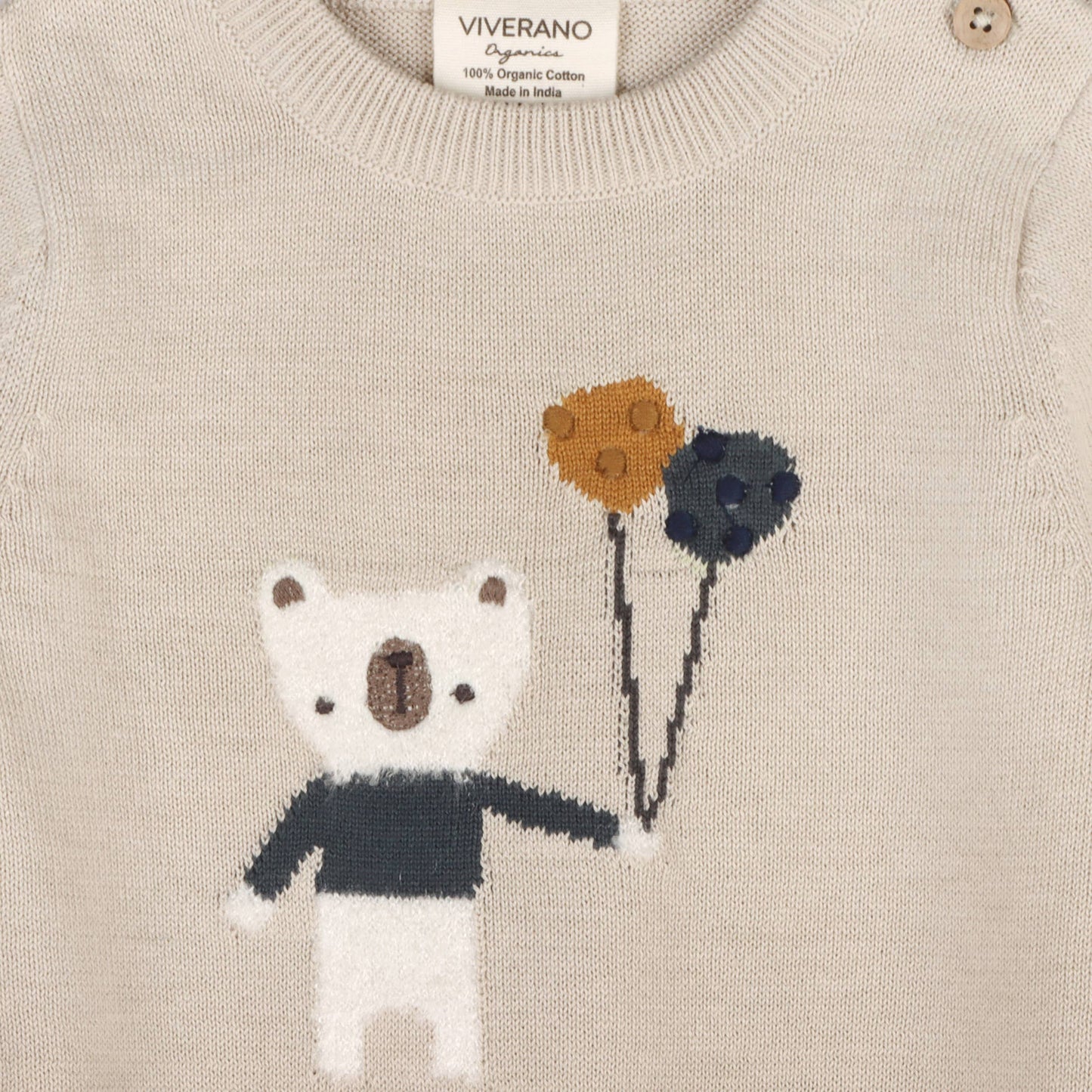 Balloon Bear Jacquard Baby Sweater Knit Jumpsuit (Organic)