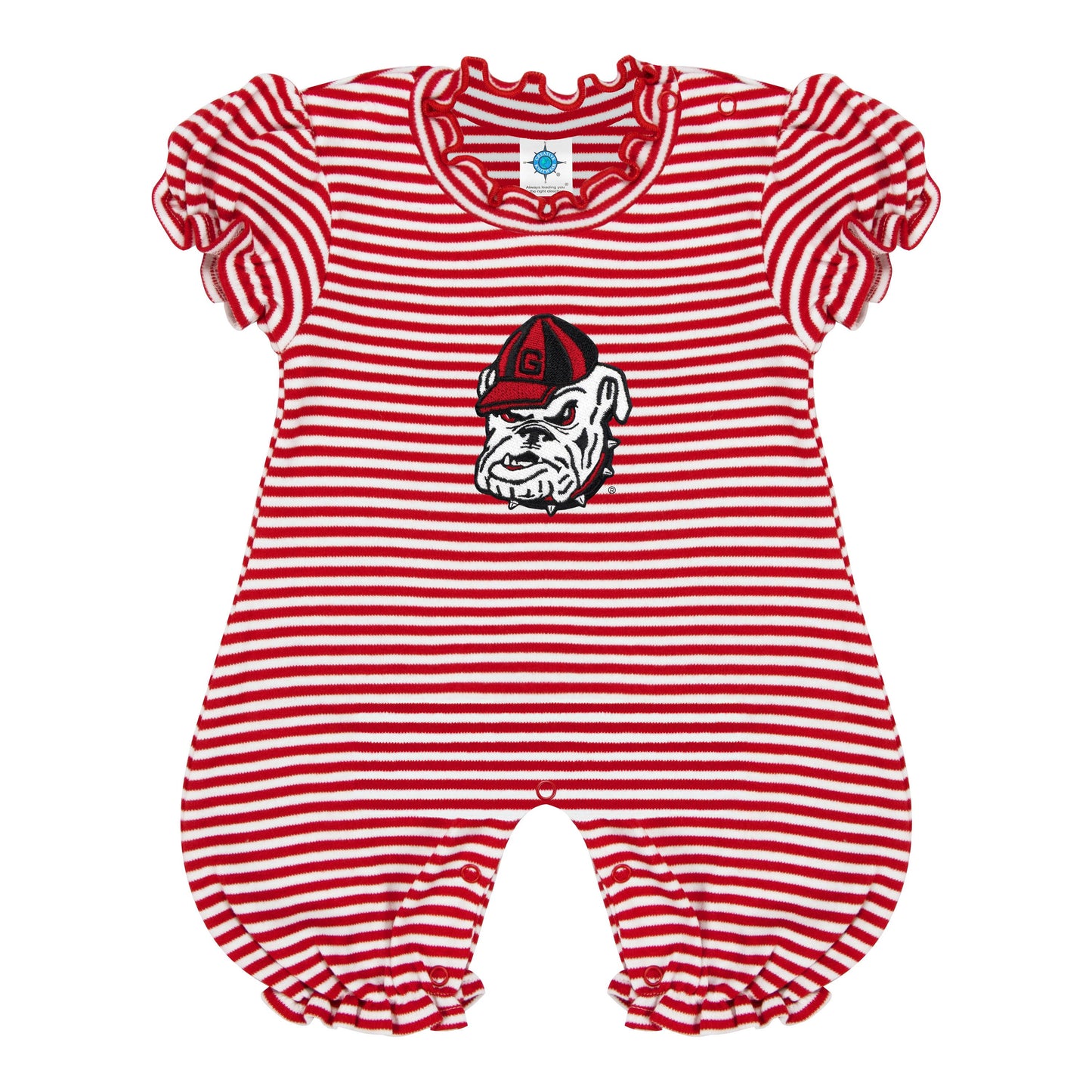 Georgia Bulldogs Infant Striped Puff Sleeve Romper