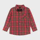 Red Plaid Flannel Button down with Bowtie & Pants set