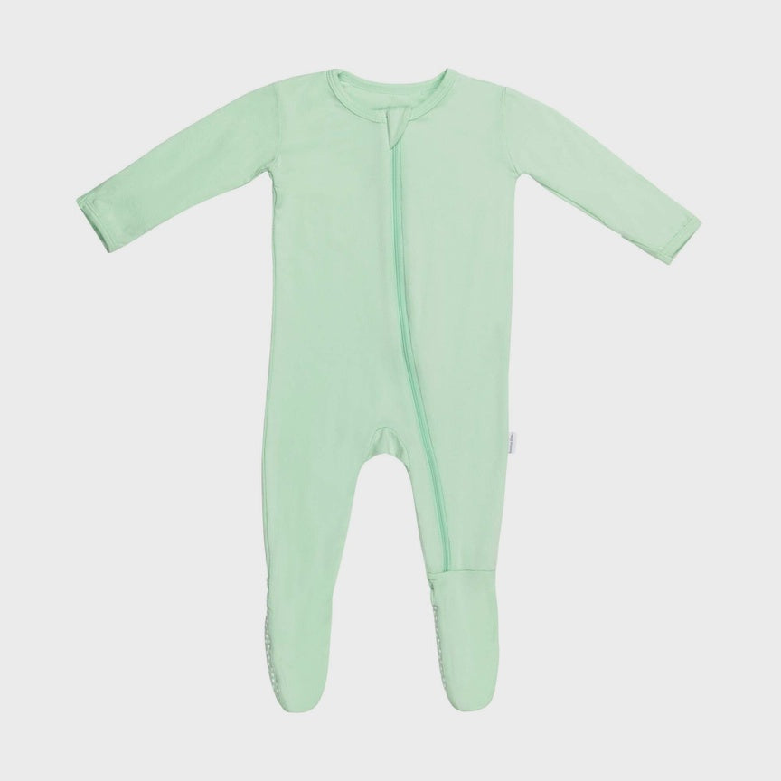 Meadow Green Bamboo Zipper Baby Footie Pajama