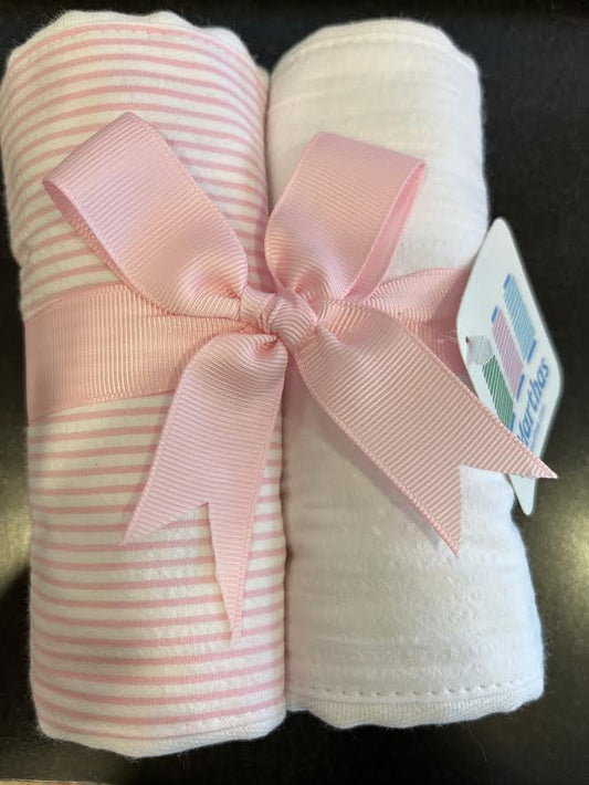 Pink Stripe Set of 2 Burp Cloths