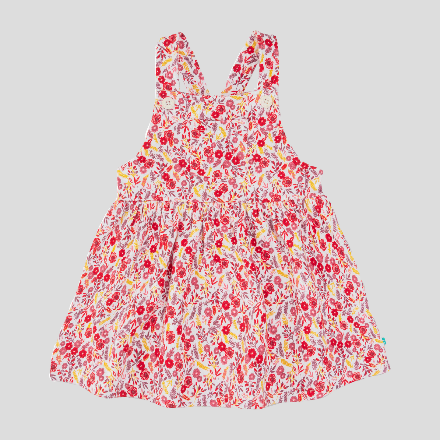 Full Sleeve Floral Pinafore Set for Toddler Girls