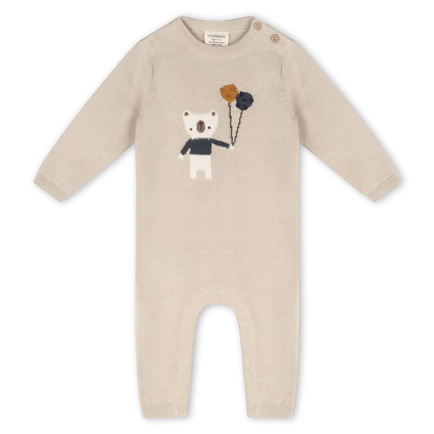 Balloon Bear Jacquard Baby Sweater Knit Jumpsuit (Organic)