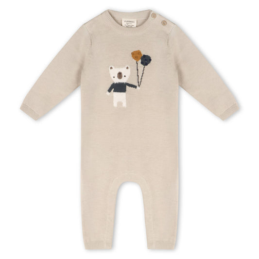 Balloon Bear Jacquard Baby Sweater Knit Jumpsuit (Organic)