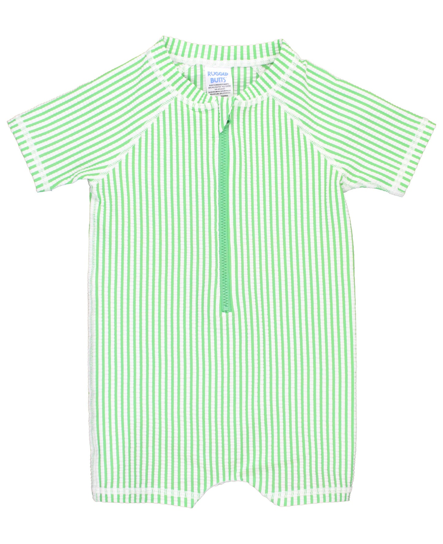 Baby Boys Spring Green Seersucker Short Sleeve One Piece Rash Guard