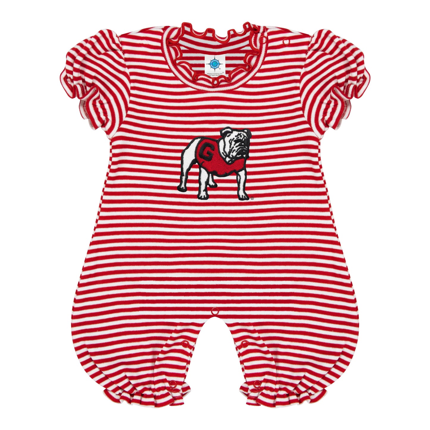 Georgia Bulldogs Infant Striped Puff Sleeve Romper