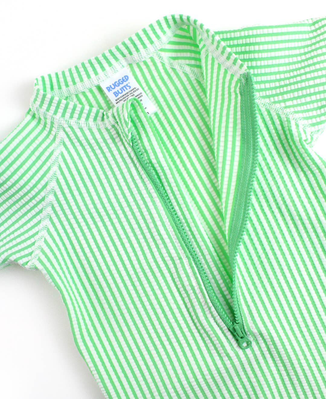 Baby Boys Spring Green Seersucker Short Sleeve One Piece Rash Guard