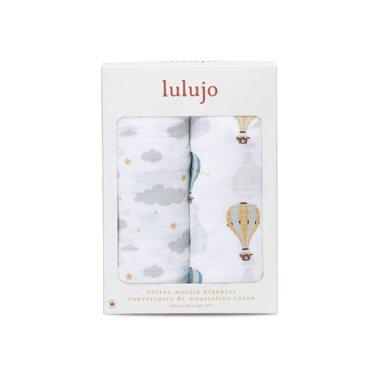 Lulujo Cotton Swaddles - Hot Air Balloons & Cloud