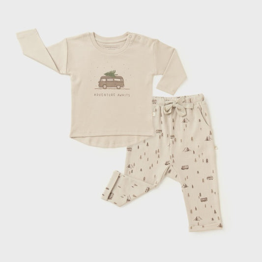 Organic Long Sleeve Tee & Pant Set - Adventure Awaits