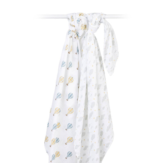 Lulujo Cotton Swaddles - Hot Air Balloons & Cloud