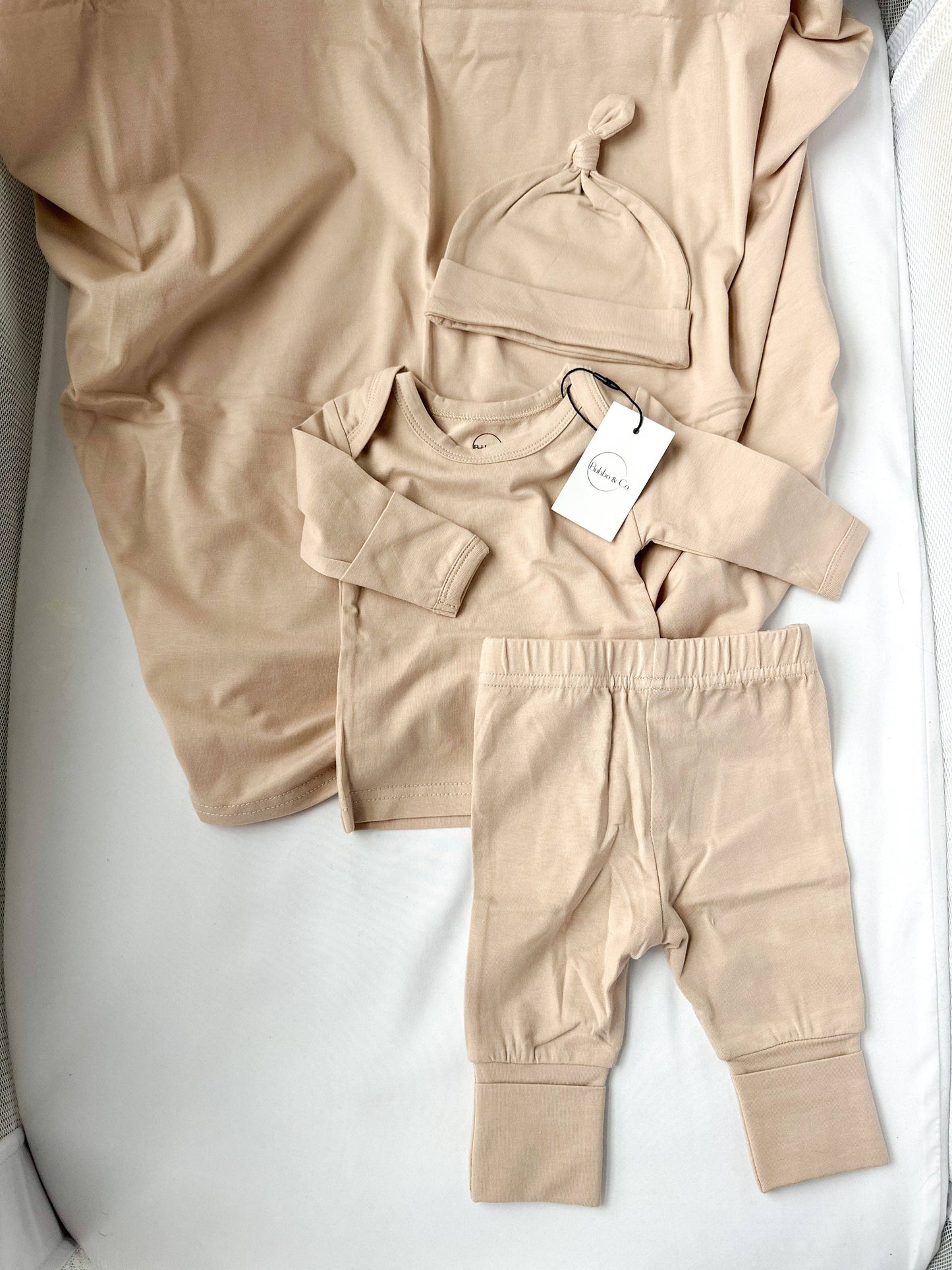Organic newborn going home cotton set - natural