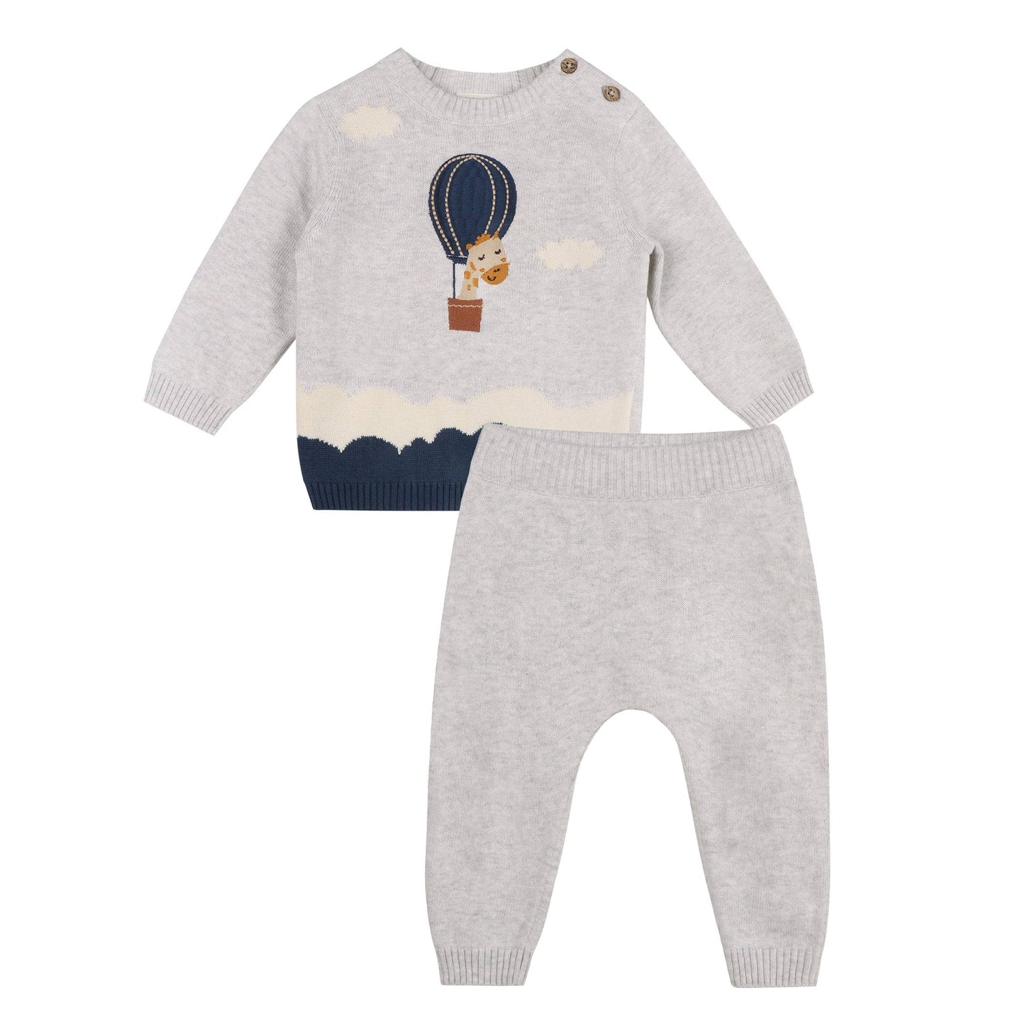 Hot Air Balloon Baby Knit Pullover & Pants Set (Organic)