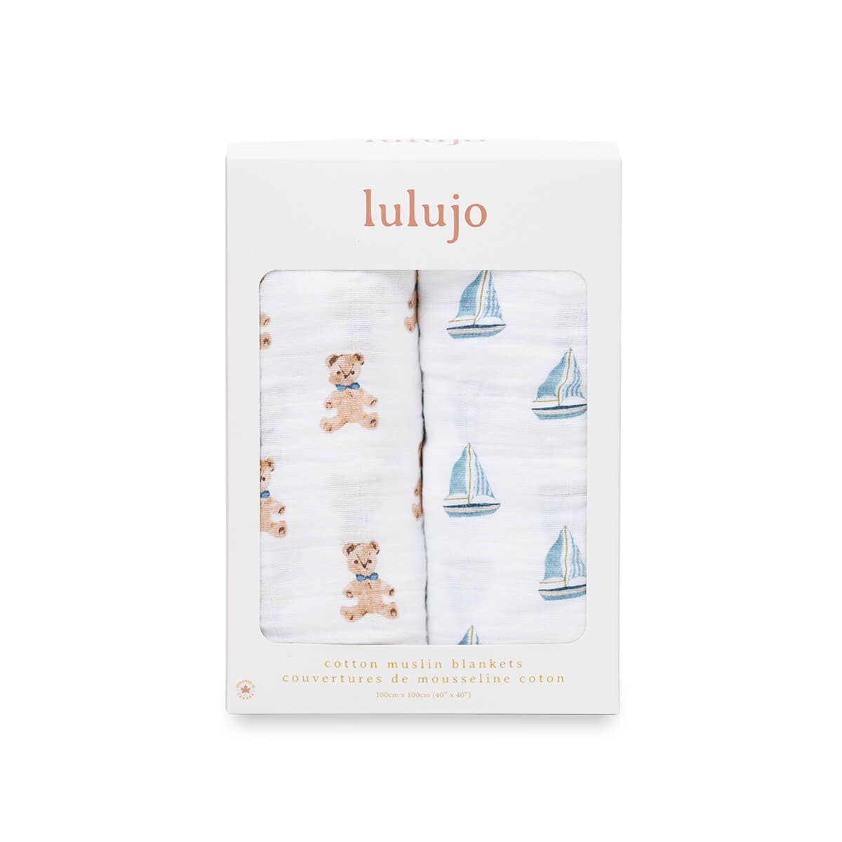 Lulujo Cotton Swaddles - Vintage Teddy Bears & Sailboats 2PK