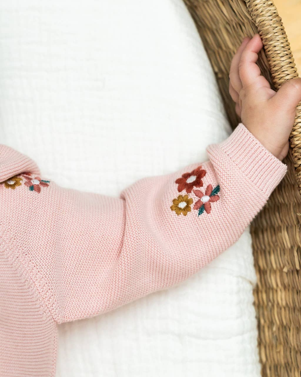 Floral Bouquet Pink Organic Knit Baby Jumpsuit (Organic)