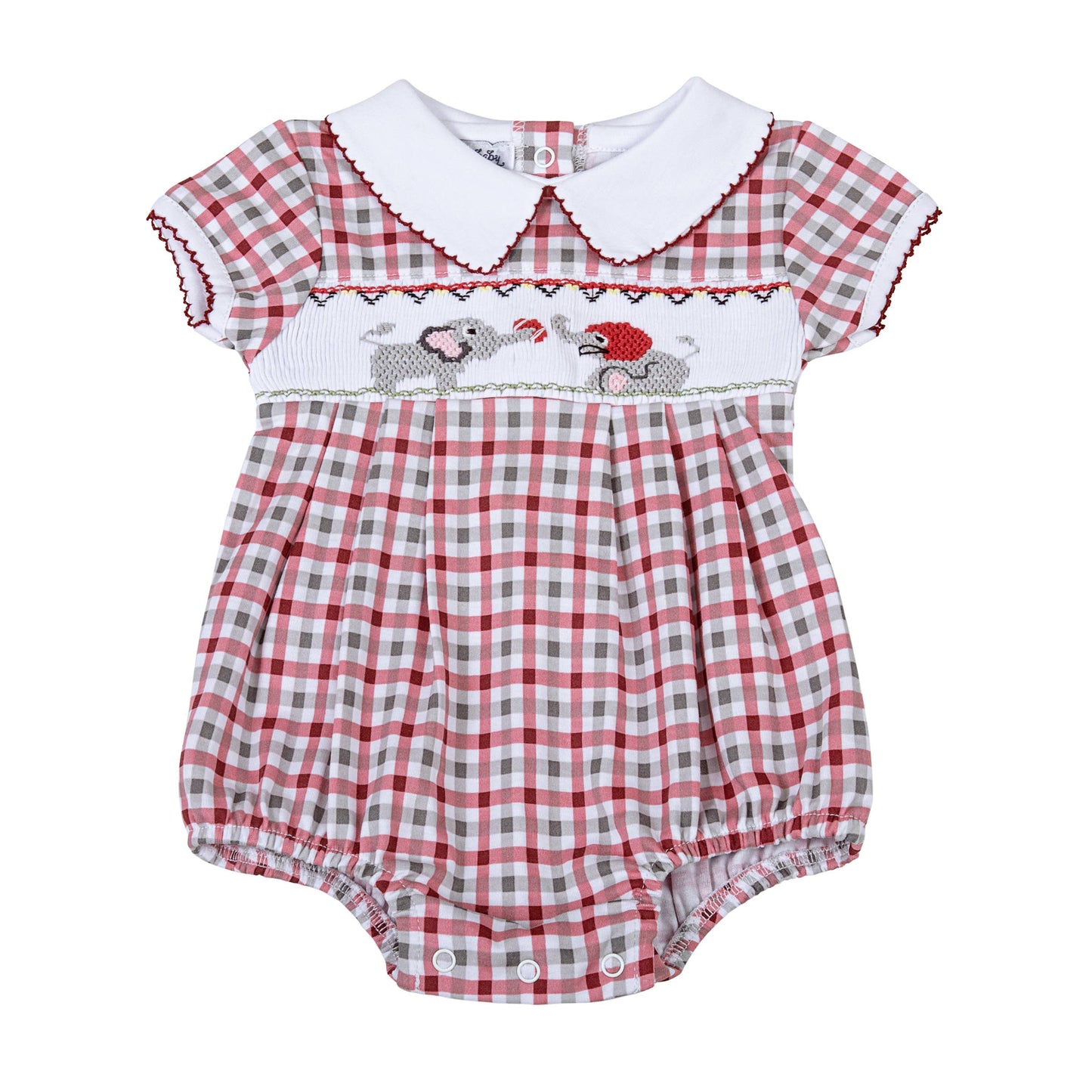 Elephant Football Crimson Smocked Bubble