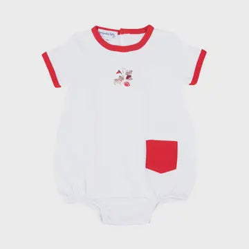 Bulldog Pride Red Embroidered Short sleeve Boy Bubble