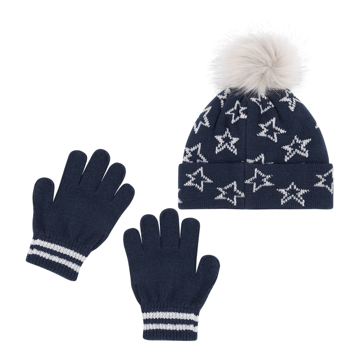 Boys Toddler Navy Star Hat & Glove Set