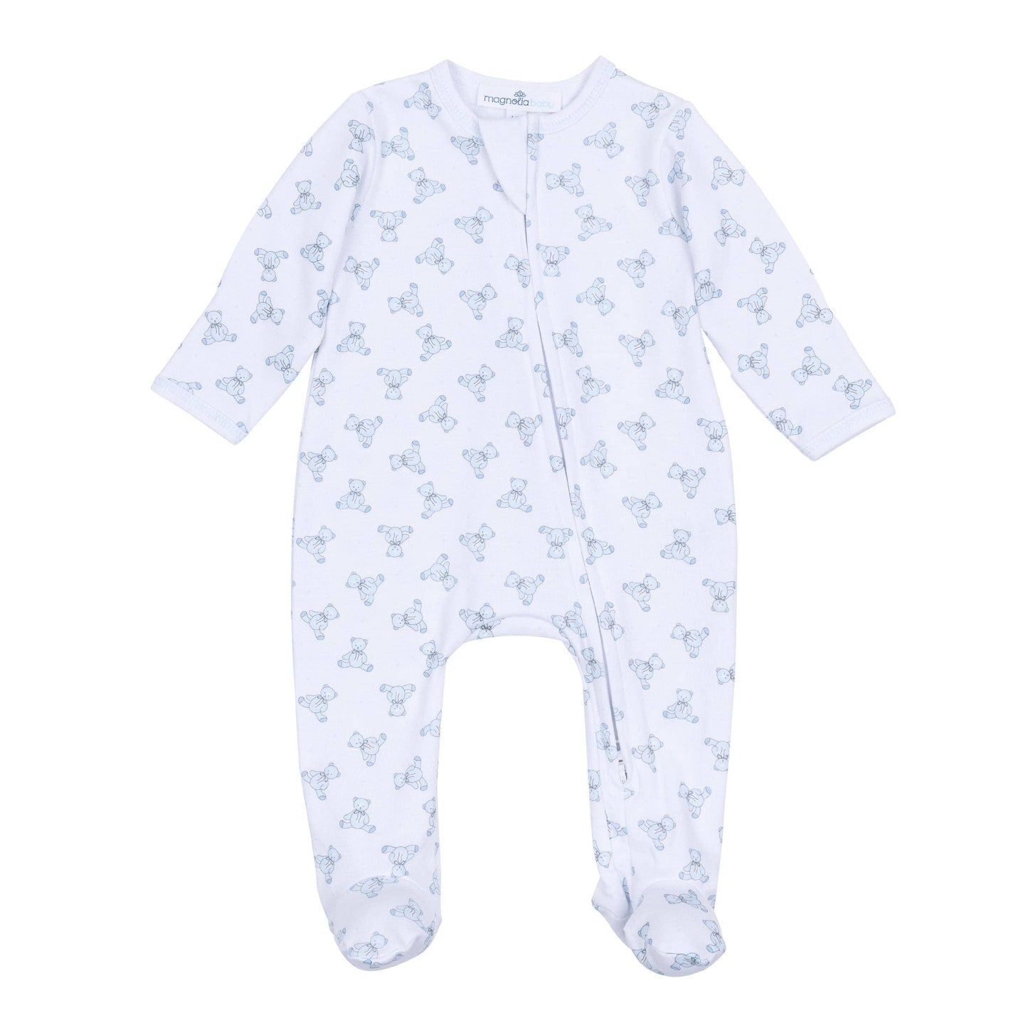 Baby's Teddy Zip Footie - Light Blue