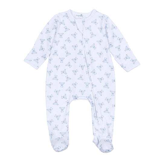 Baby's Teddy Zip Footie - Light Blue