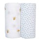 Lulujo Cotton Swaddles - Bees & Dots