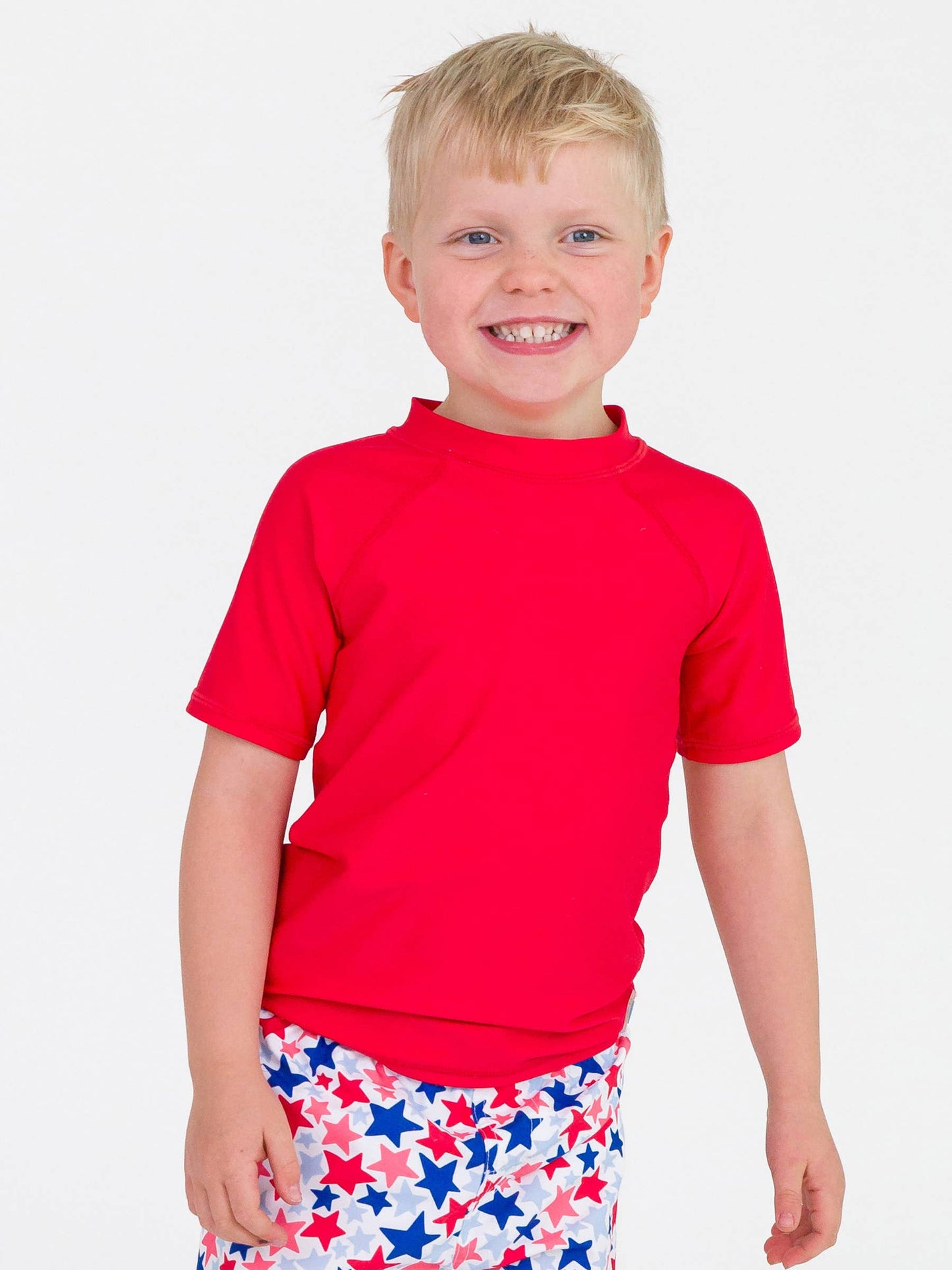 Boys Vintage Red Short Sleeve Rash Guard