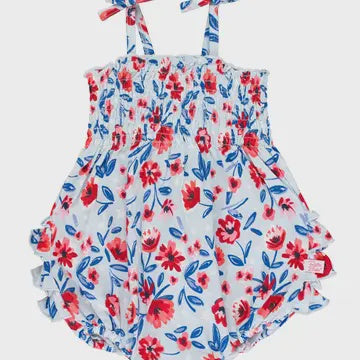Morning Glory Smocked Tie Knit Bubble Romper