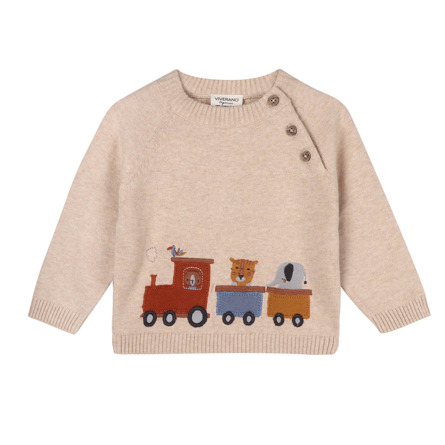 Animal Train Applique Sweater Knit Baby Pullover Organic Set w/ Pants
